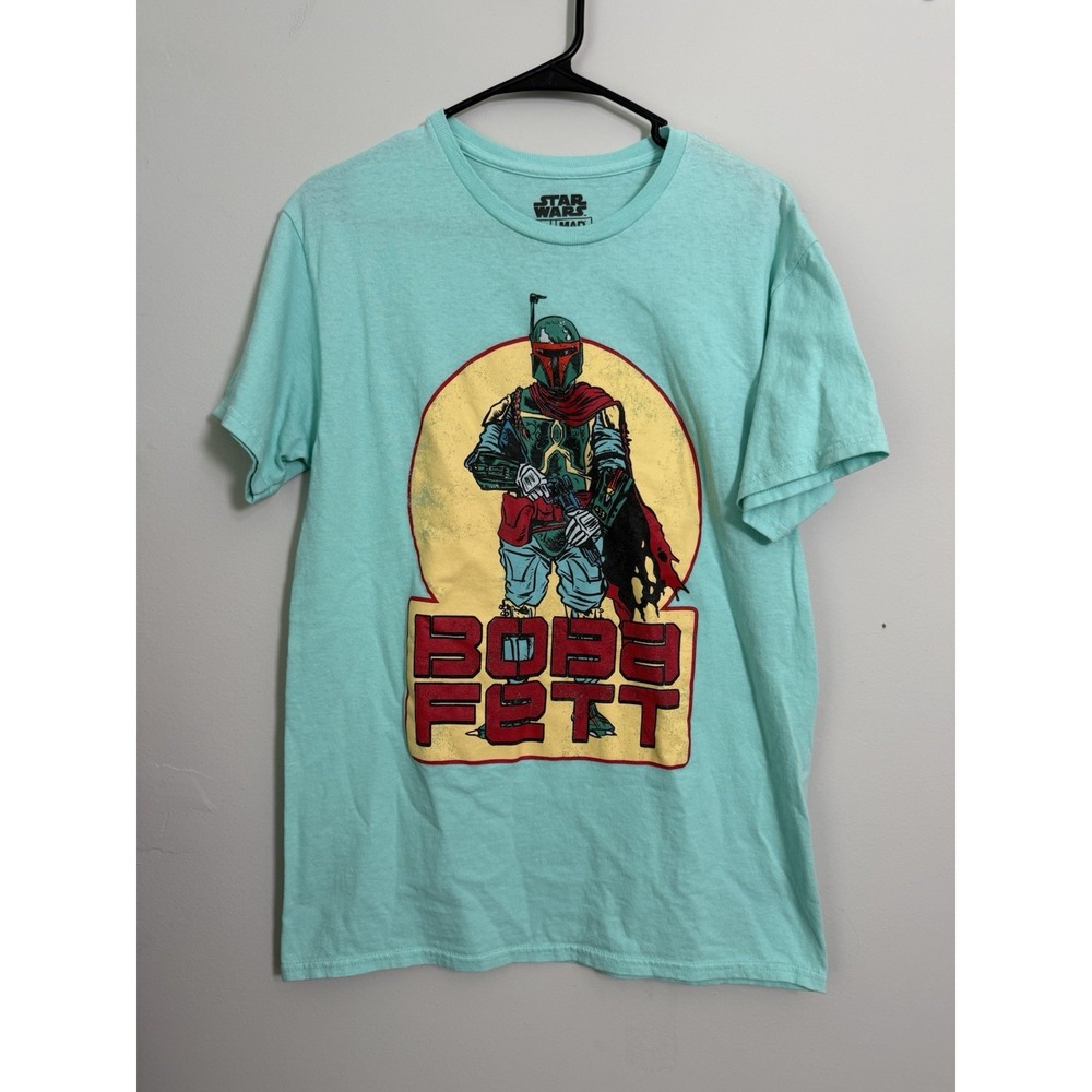Mad Engine Star Wars Boba Fett T-Shirt Adult Small Teal Disney Trip Galaxy
